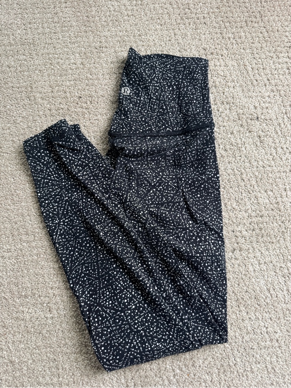 lululemon athletica Black Leggings with White Dot Print